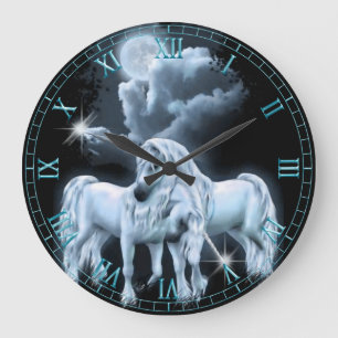 Unicorns in the Moonlight Wall Clock