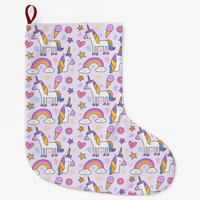 Unicorns Large Christmas Stocking (Front)