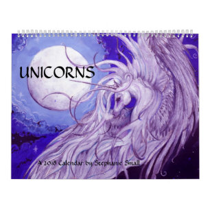 Unicorns Moons Lunar Pegasus Purple Blue Horse Calendar