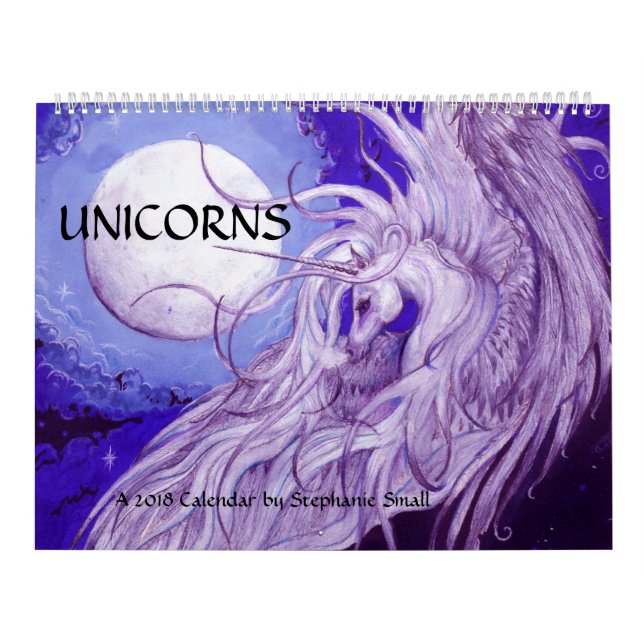 Unicorns Moons Lunar Pegasus Purple Blue Horse Calendar (Cover)