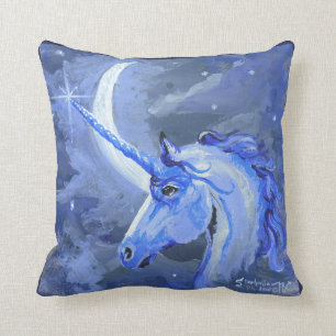 Unicorns Moons Lunar Pegasus Purple Blue Horse Cushion
