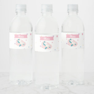 Unicorns party water bottle label