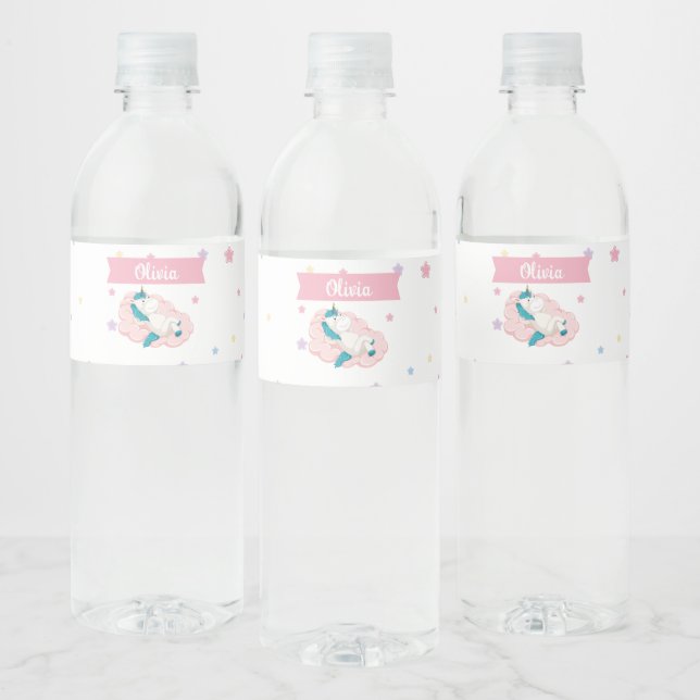 Unicorns party water bottle label (Bottles)