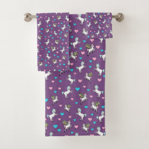 Unicorns, Pegasus and Hearts Bath Towel Set