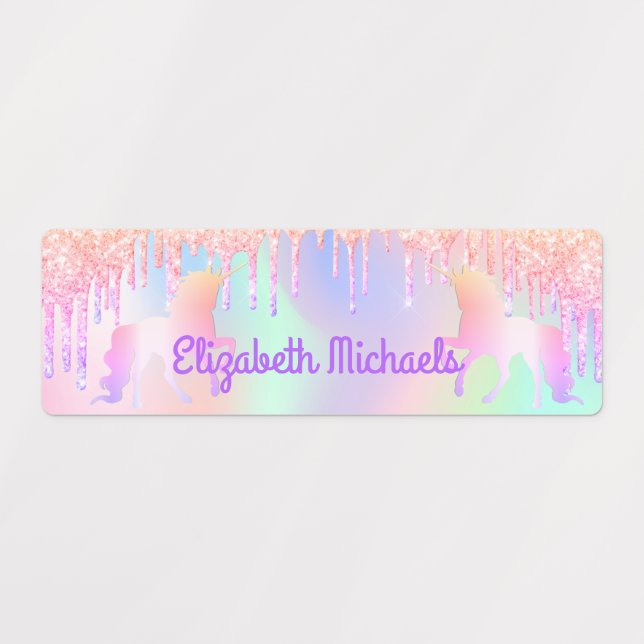 Unicorns pink purple holigraphic drips (Design 1)