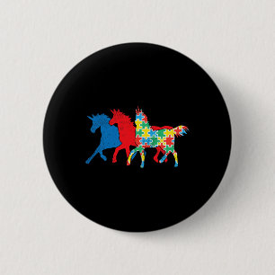 Unicorns Puzzle Blue Red Autism Awareness ASL Girl 6 Cm Round Badge
