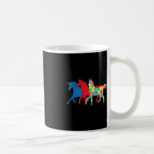 Unicorns Puzzle Blue Red Autism Awareness ASL Girl Coffee Mug