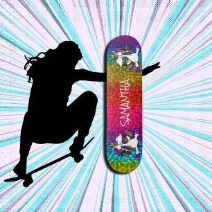 Unicorns Rainbow Glitter  Skateboard