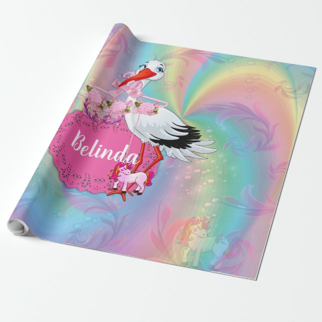 Unicorns, Rainbow spirals for cutie-pie girls. Wrapping Paper (Unrolled)