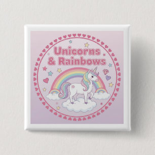 Unicorns & Rainbows 15 Cm Square Badge