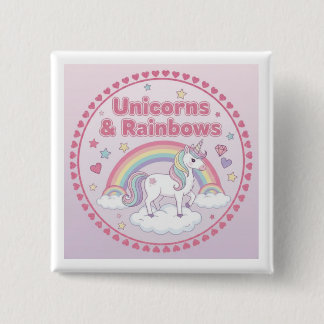 Unicorns & Rainbows 15 Cm Square Badge