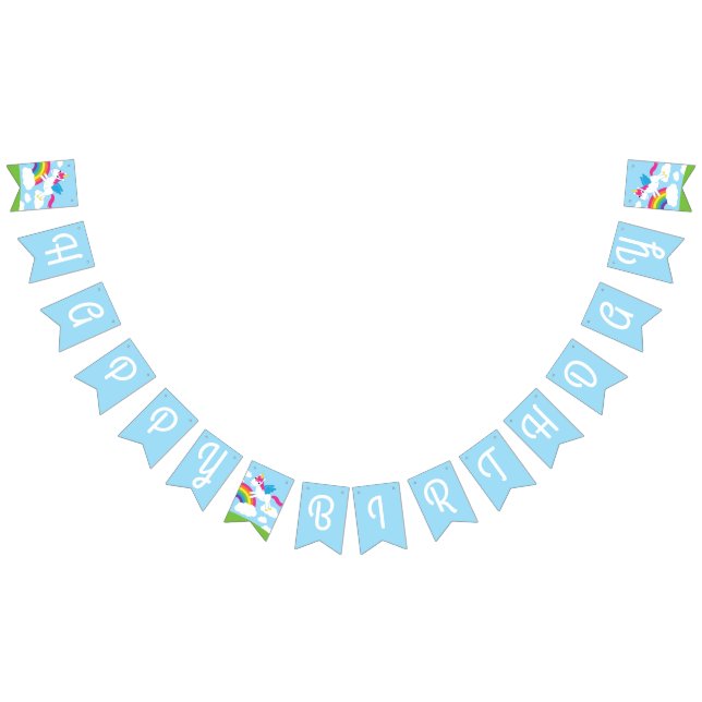 Unicorns & Rainbows Cute 1st Birthday Party Theme Bunting (All)