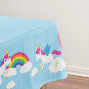 Unicorns & Rainbows Cute 1st Birthday Party Theme Tablecloth