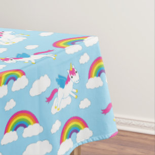 Unicorns & Rainbows Cute 1st Birthday Party Theme Tablecloth
