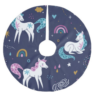 Unicorns Rainbows: Cute Cartoon Seamless Brushed Polyester Tree Skirt