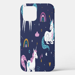 Unicorns Rainbows: Cute Cartoon Seamless iPhone 12 Case