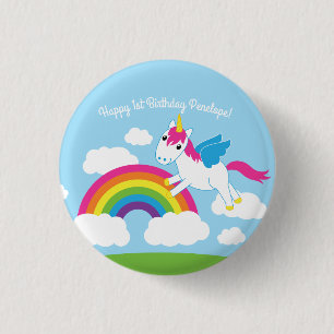 Unicorns & Rainbows Kid's Birthday Party Cute 3 Cm Round Badge