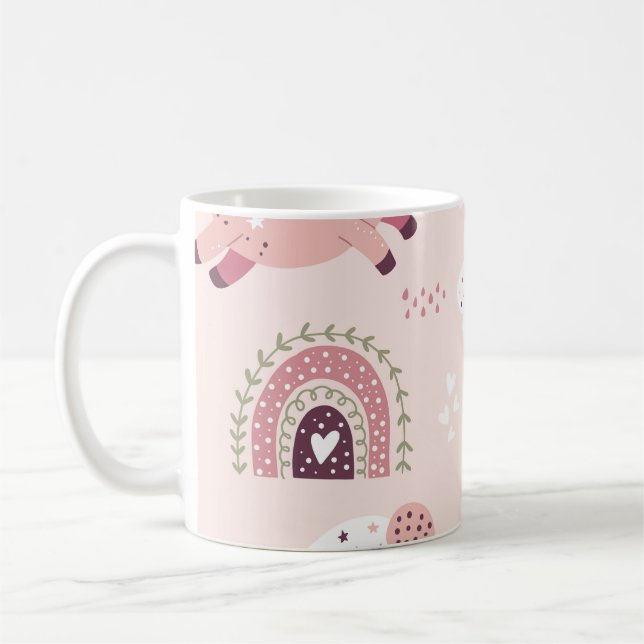 Unicorns Rainbows: Pastel Magic Background. Coffee Mug (Left)