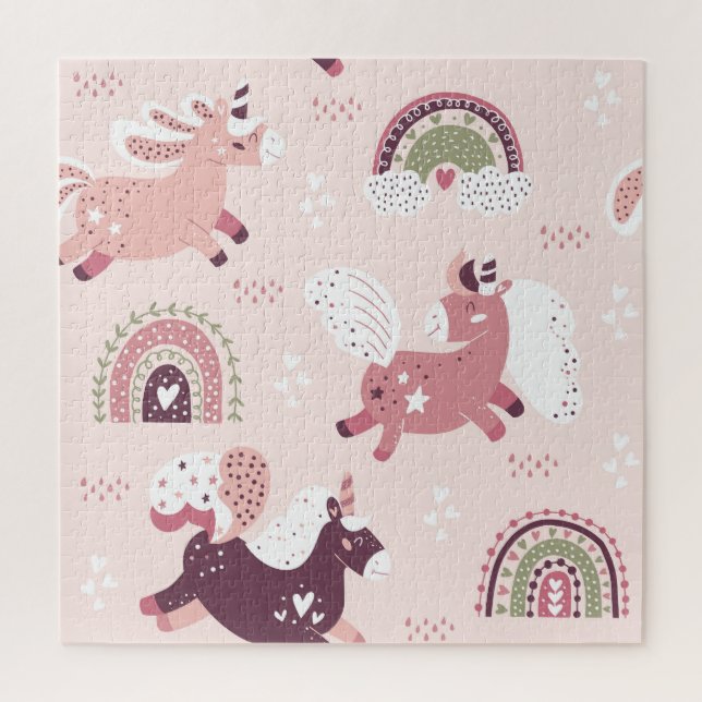 Unicorns Rainbows: Pastel Magic Background. Jigsaw Puzzle (Vertical)