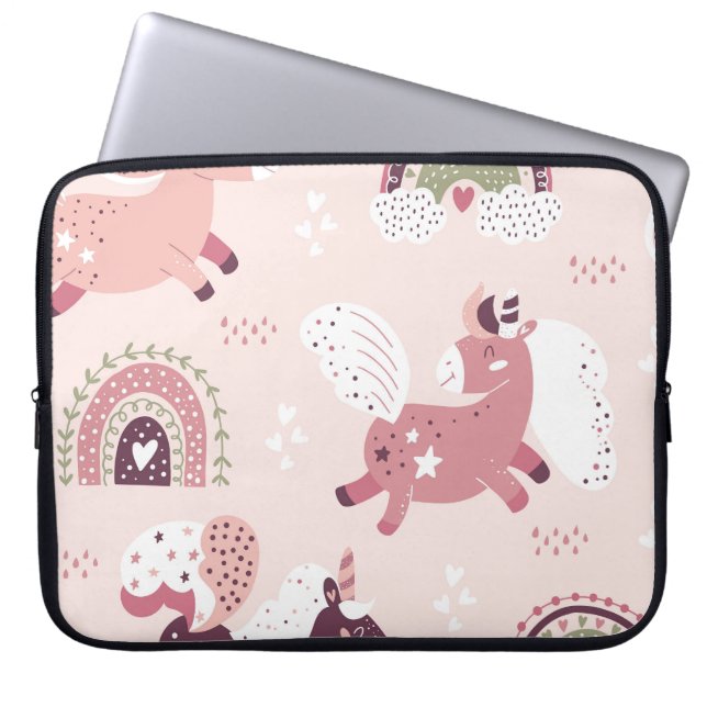 Unicorns Rainbows: Pastel Magic Background. Laptop Sleeve (Front)