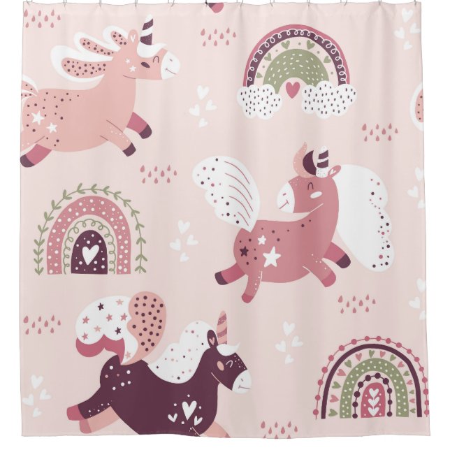 Unicorns Rainbows: Pastel Magic Background. Shower Curtain (Front)