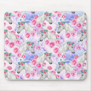 Unicorns & Roses Pattern Mouse Mat