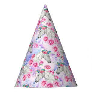 Unicorns & Roses Pattern Party Hat
