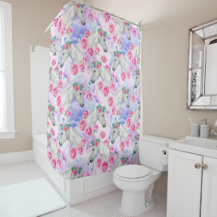 Unicorns & Roses Pattern Shower Curtain