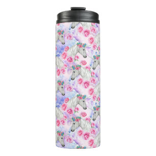 Unicorns & Roses Pattern Thermal Tumbler