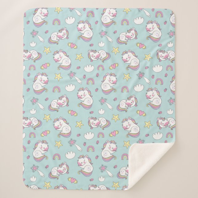 Unicorns Sherpa Blanket (Front)