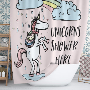 Unicorns Shower Here Shower Curtain