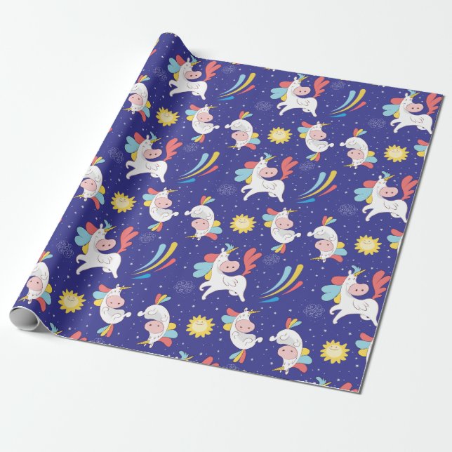 Unicorns Wrapping Paper (Unrolled)