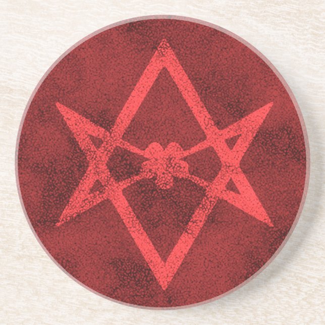 Unicursal Hexagram (Red Textured) Coaster (Front)