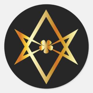 Unicursal hexagram symbol classic round sticker