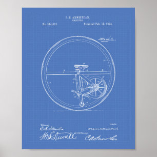 Unicycle 1894 Patent Art Blueprint Poster