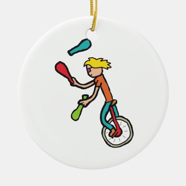 Unicycle Ceramic Tree Decoration (Front)