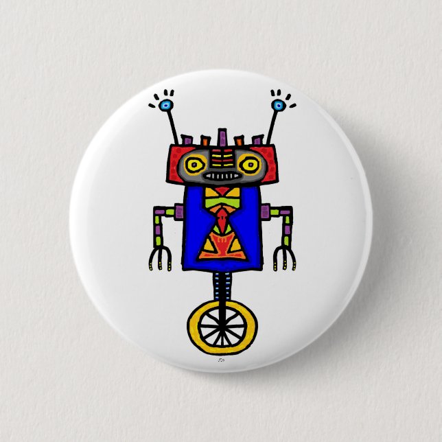 Unicycle Robot 6 Cm Round Badge (Front)