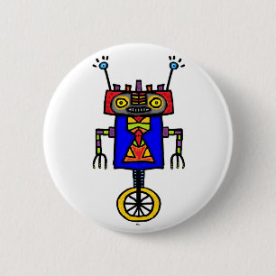 Unicycle Robot 6 Cm Round Badge