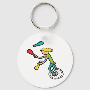 Unicycling Juggler Key Ring
