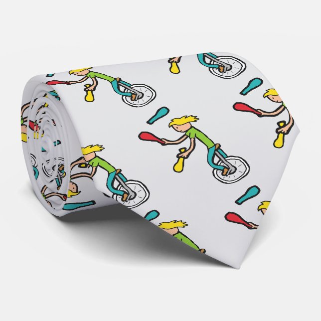 Unicycling Juggler Tie (Rolled)