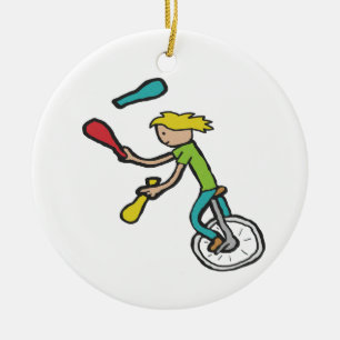 Unicycling Juggling Ceramic Tree Decoration