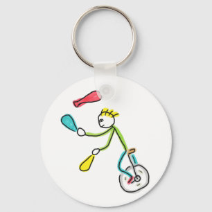 Unicycling Stickman Juggler Key Ring
