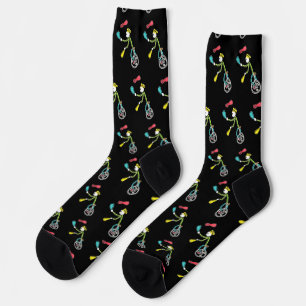 Unicycling Stickman Juggler Socks