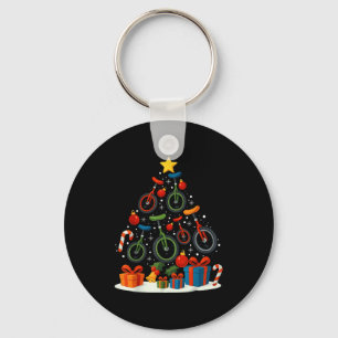 Unicycling Unicycle Christmas Tree Xmas Key Ring