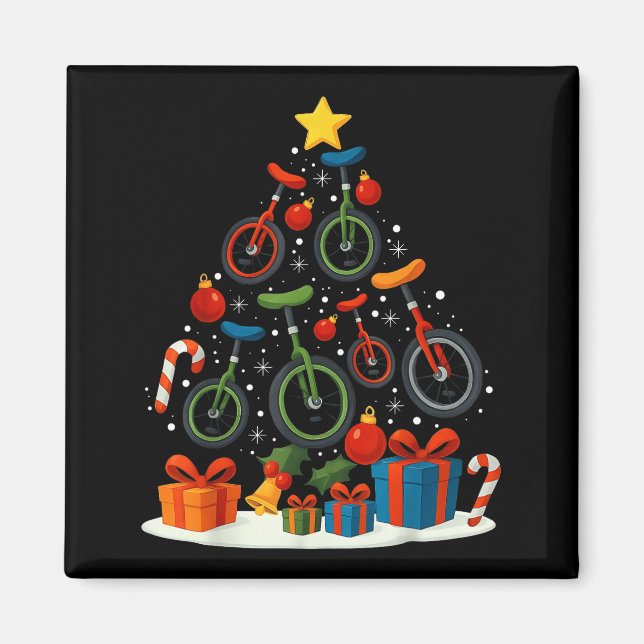 Unicycling Unicycle Christmas Tree Xmas  Magnet (Front)