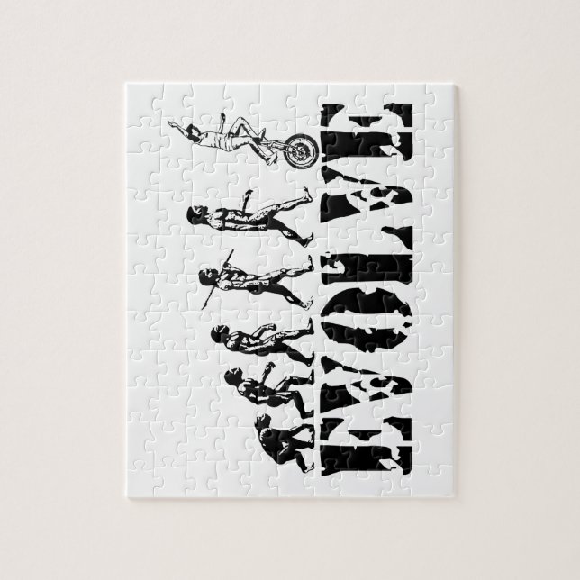 Unicycling Unicyclist Unicycle Evolution Sports Jigsaw Puzzle (Vertical)