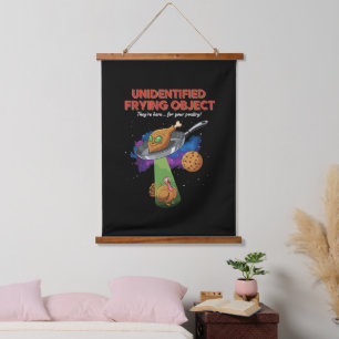 Unidentified Frying Object Funny Alien UFO Turkey Hanging Tapestry