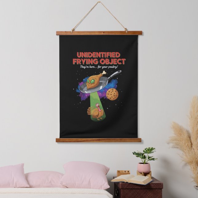  Unidentified Frying Object Funny Alien UFO Turkey Hanging Tapestry (Bedroom)