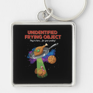 Unidentified Frying Object Funny Alien UFO Turkey Key Ring