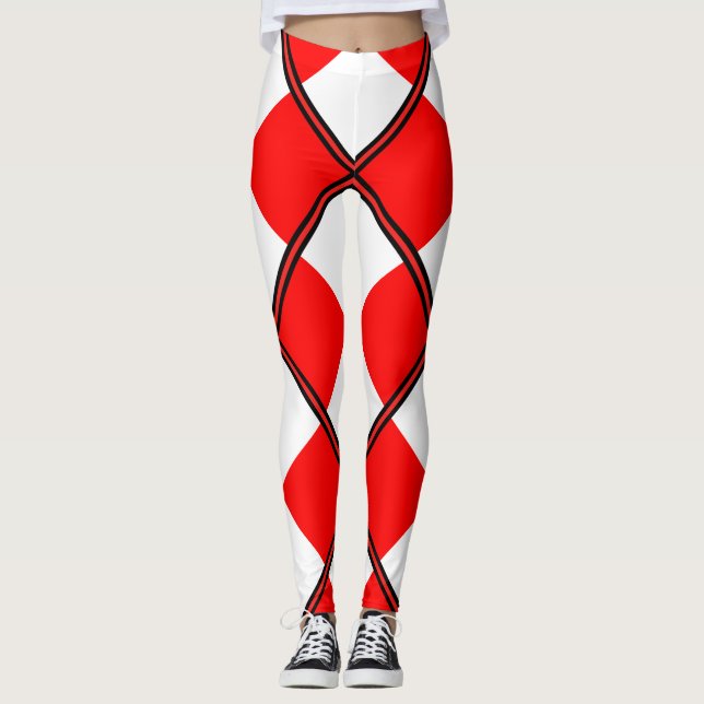 Uniform Red White chequered square Leggings (Front)